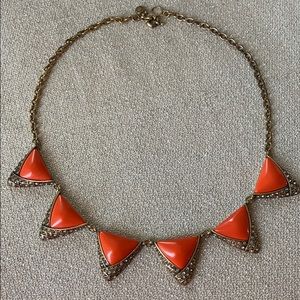 J Crew Necklace w Orange and Faux Diamond Stones
